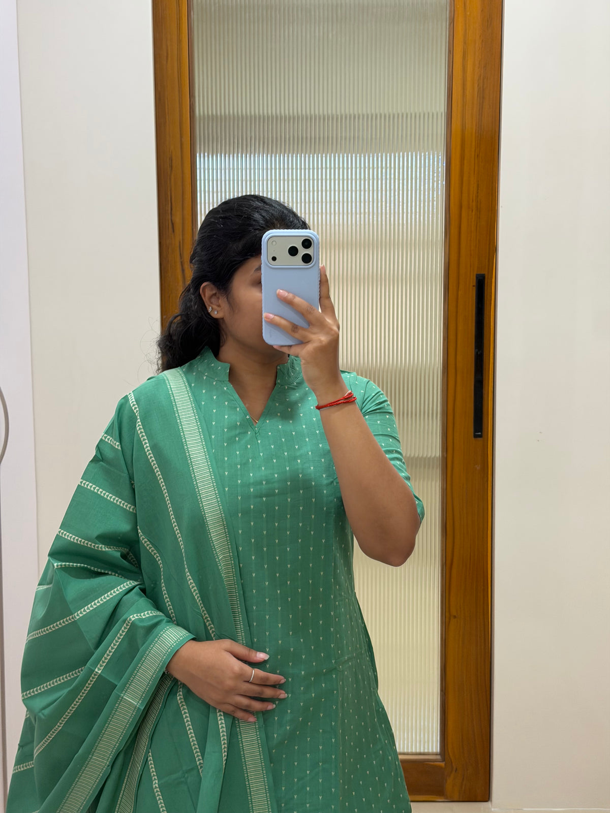 Green handloom cotton 3 piece set