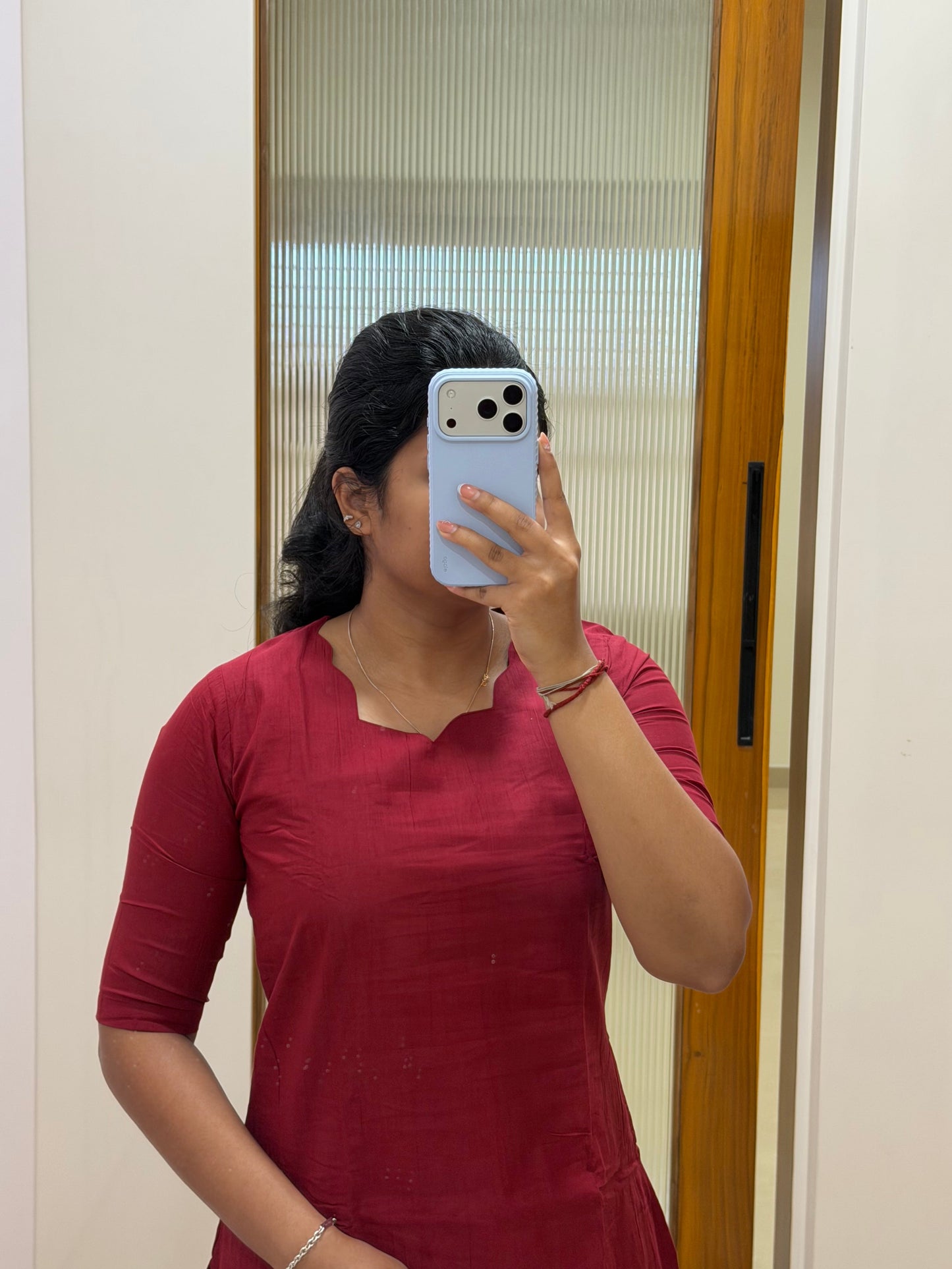 Red with Teal blue kalamkari coord set