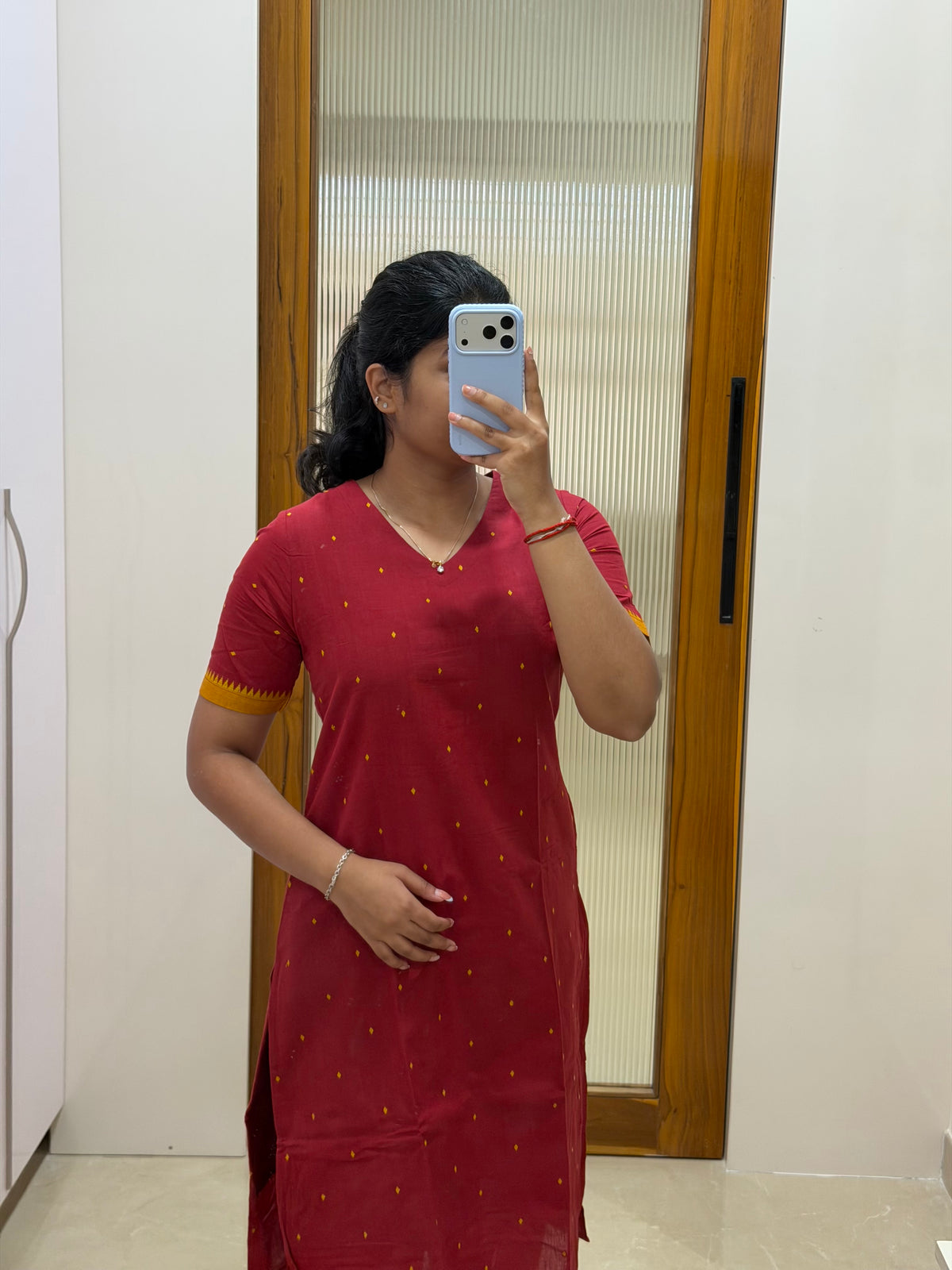 Red handloom coord set