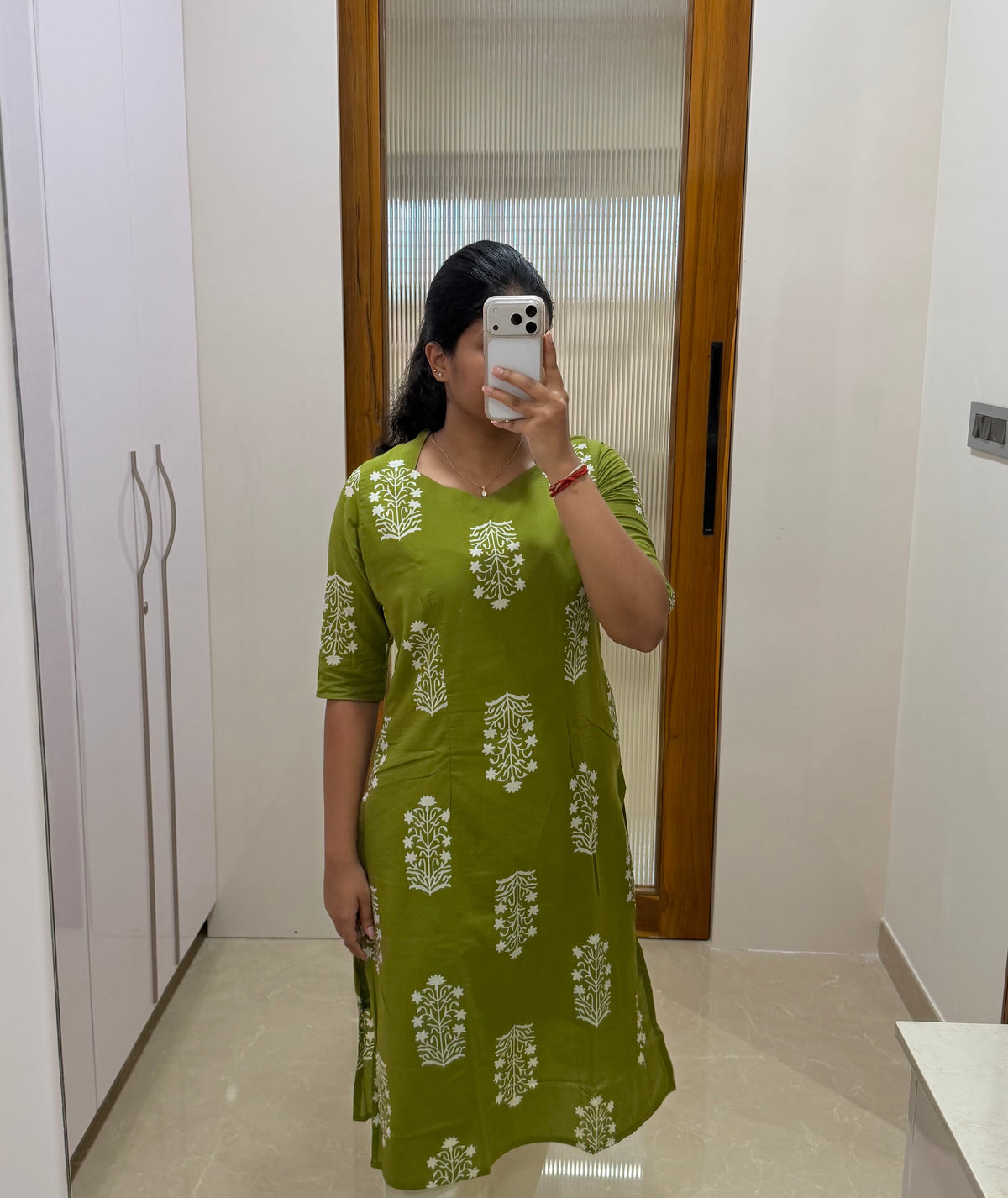 Green motif kurti only