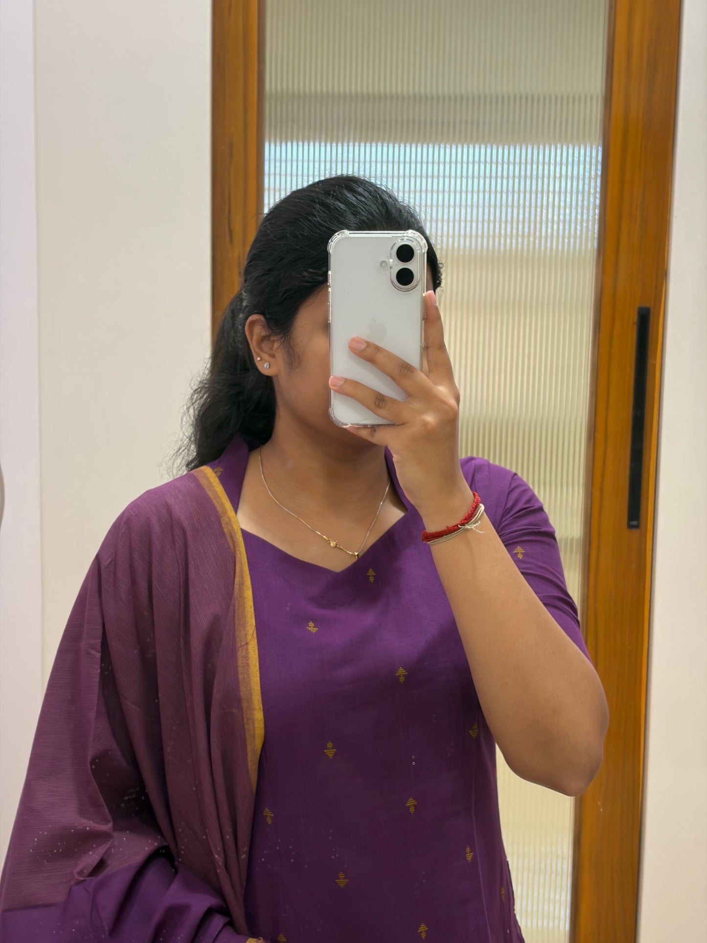 Dark purple handloom 3 piece set
