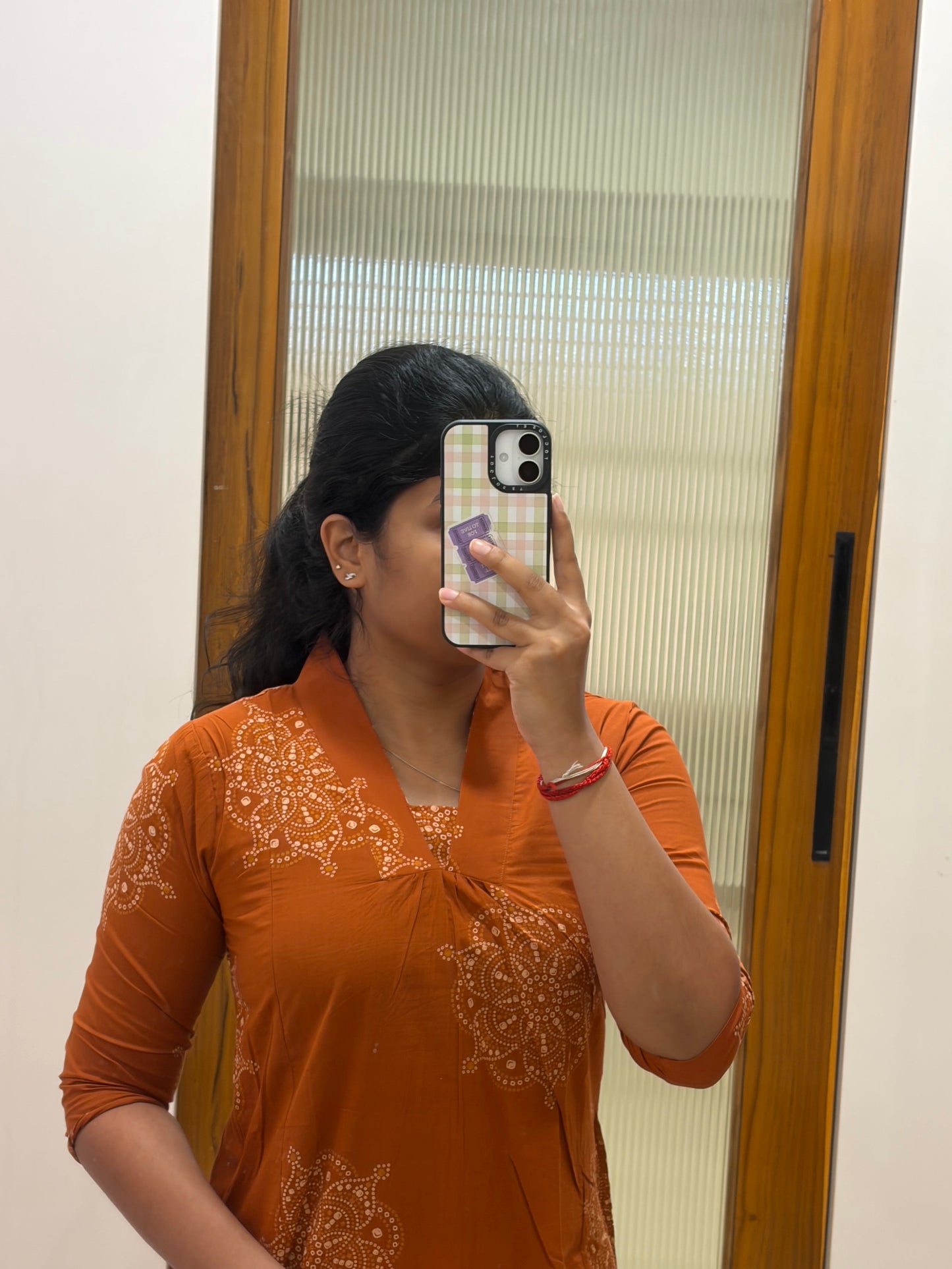 Rust orange and offwhite A- Line coord set