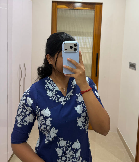 Royal blue floral Coord set