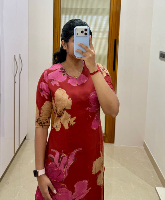 Red floral Coord set