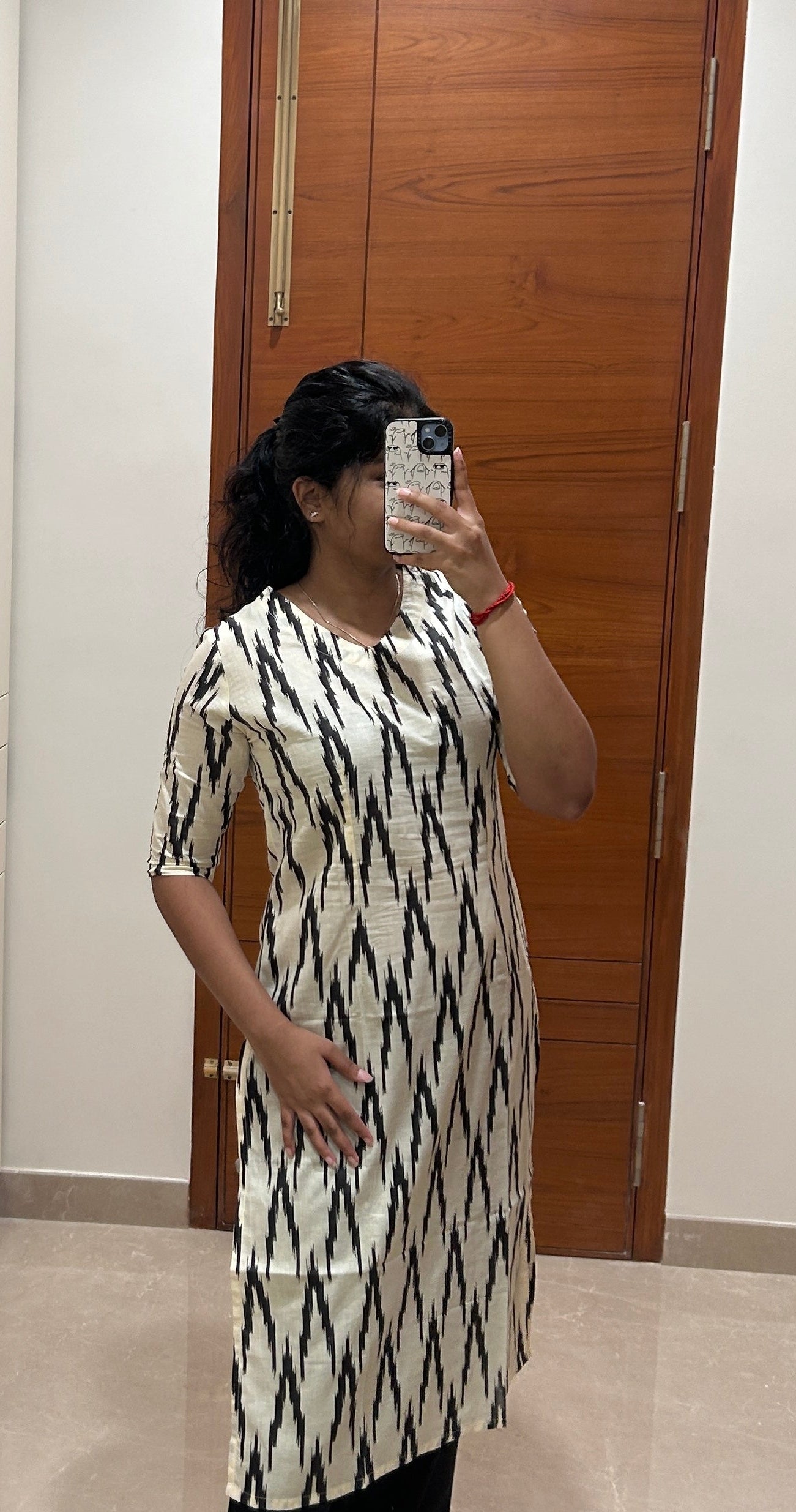 Offwhite and black abstract kurti only