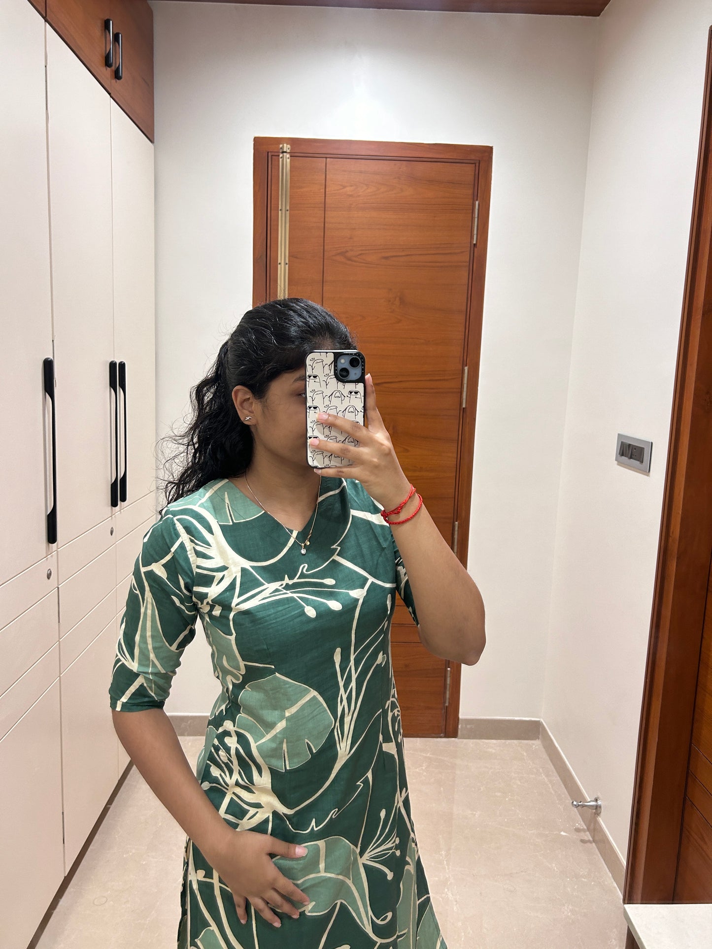 Green leaf kurti set