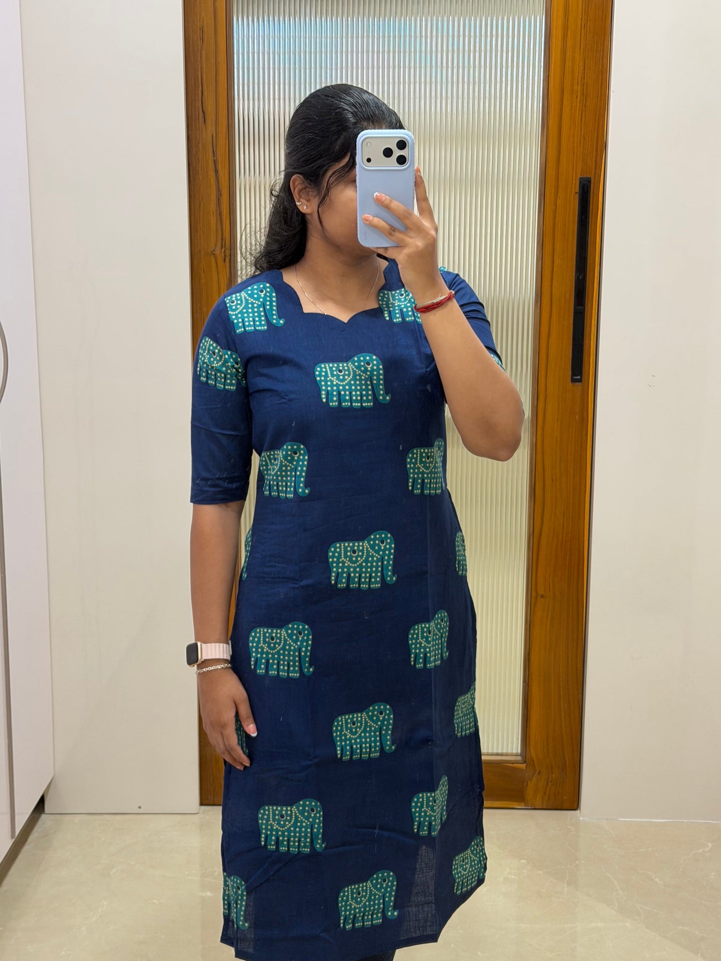Navy blue and green elephant kurti only