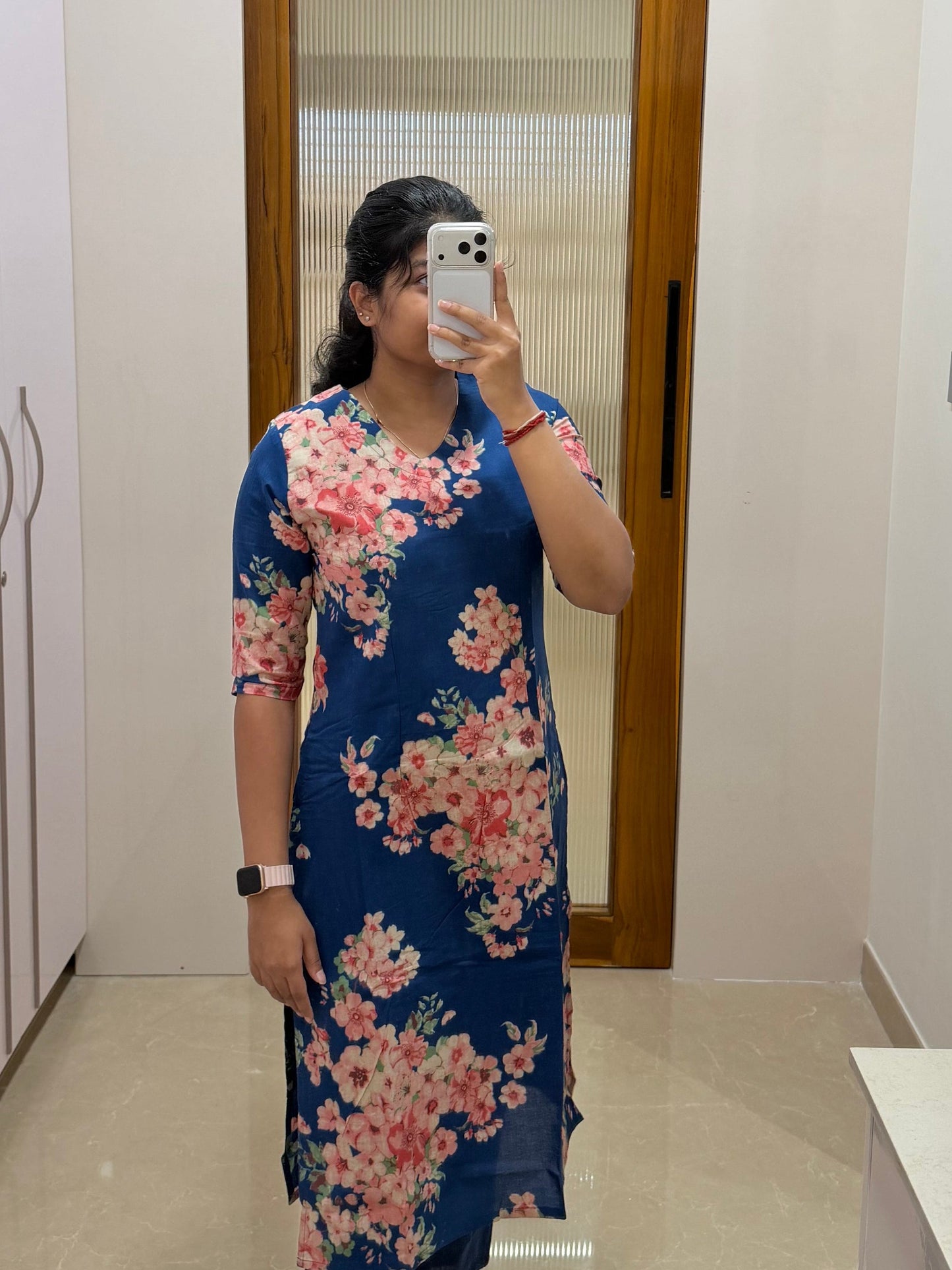 Dark blue cherry blossom kurti only