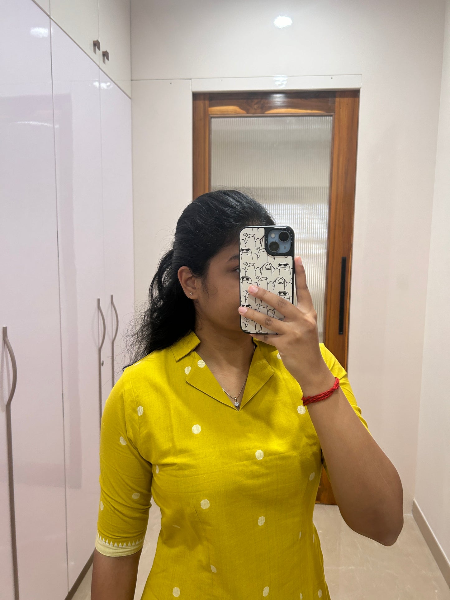 Yellow polka dot handloom coord set