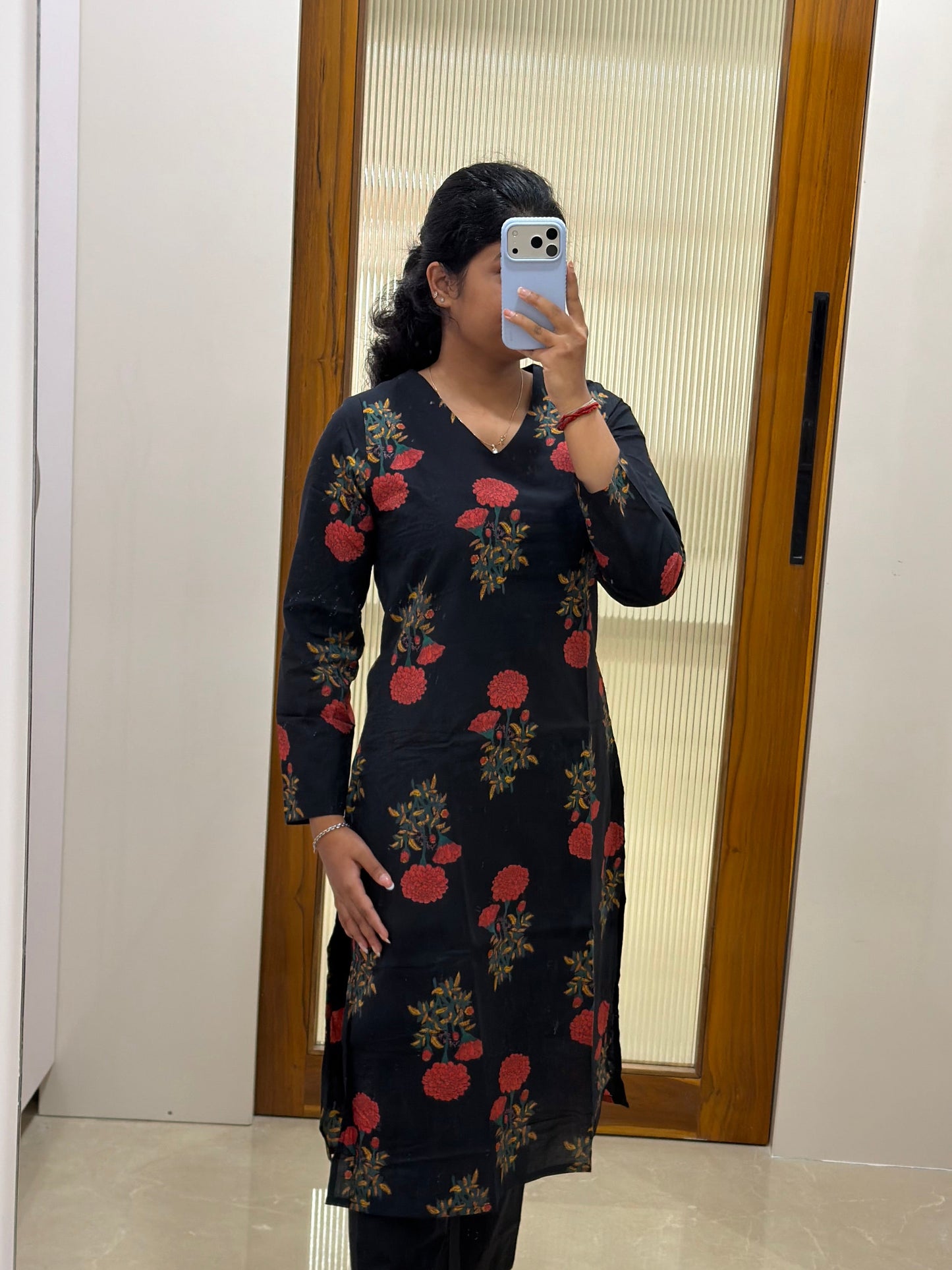 Black and red floral kurti only