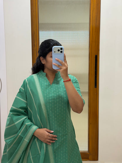 Green handloom cotton 3 piece set