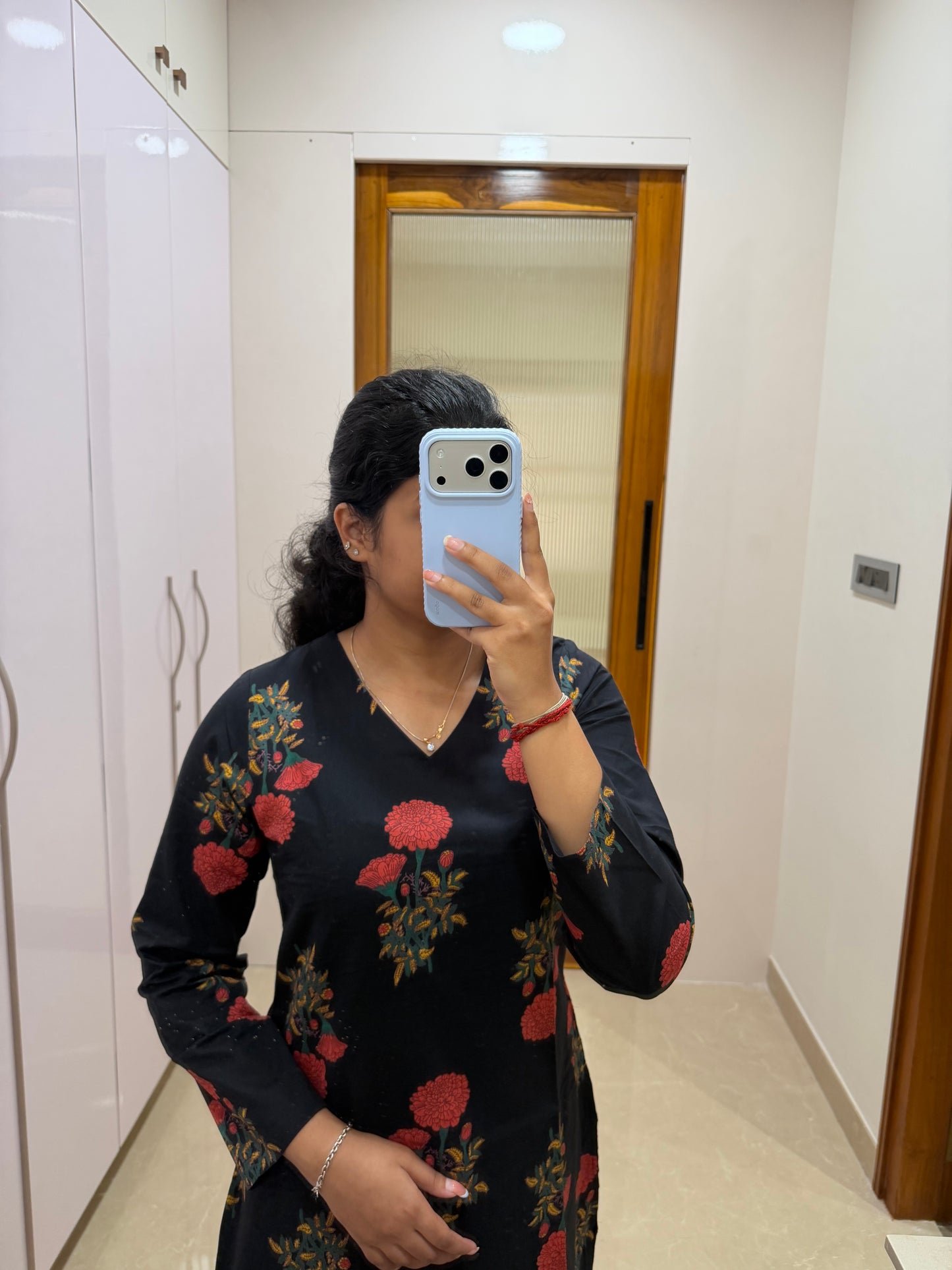 Black and red floral coord set