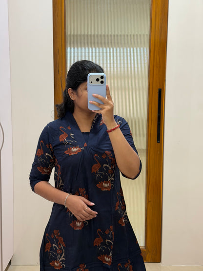 Blue and red flamingo A-line coord set