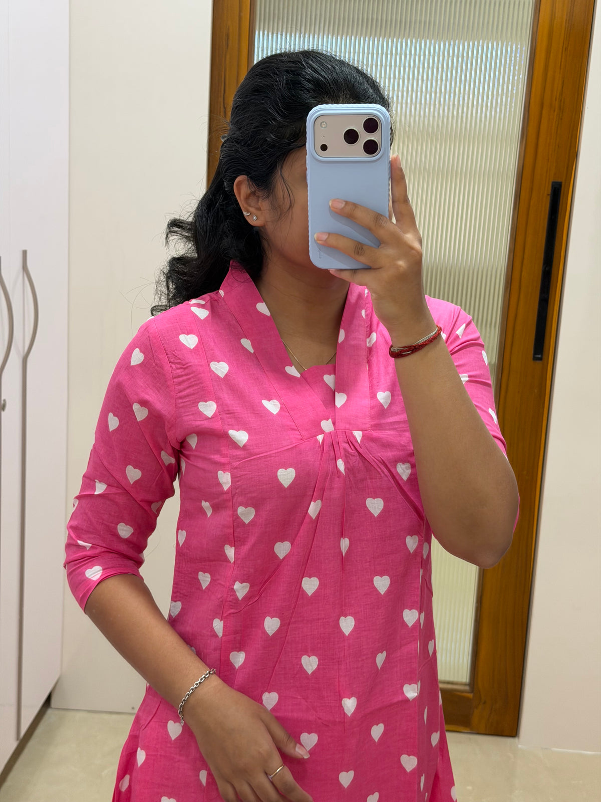 Pink hearts A-line kurti only