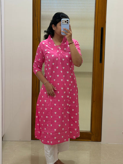Pink hearts A-line kurti only