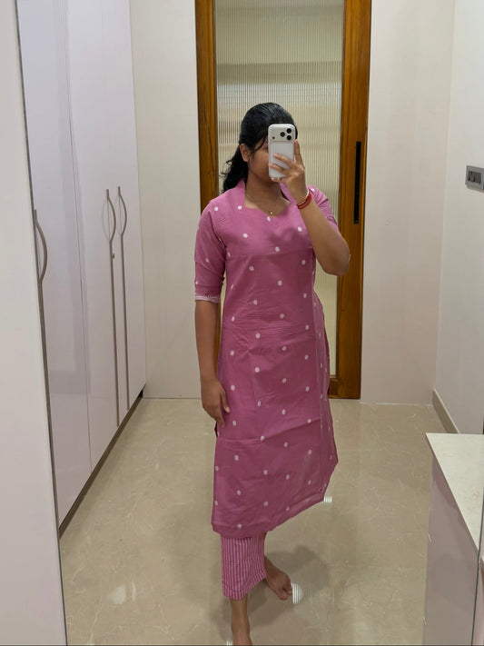 Mauve pink polka dot coord set