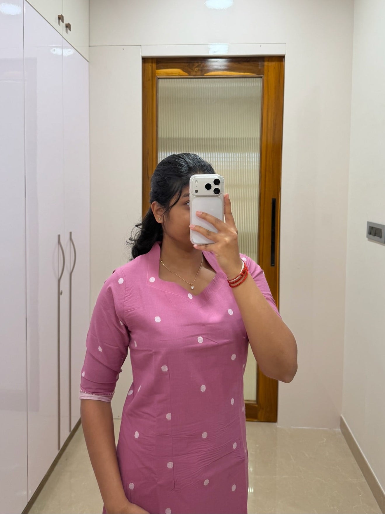 Mauve pink polka dot coord set