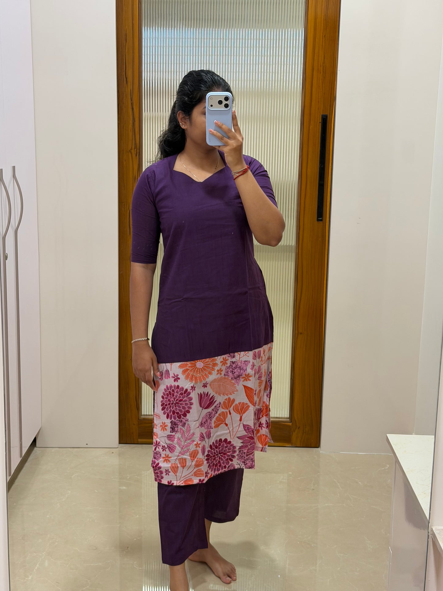 Purple with floral blossom Coord set