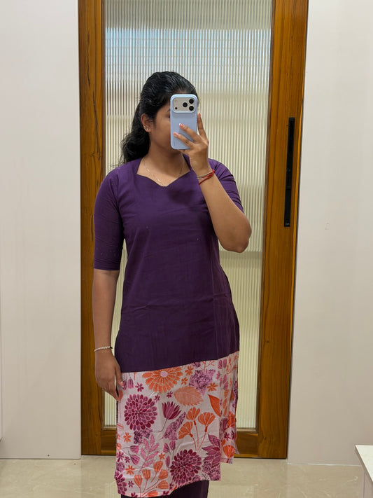 Purple with floral blossom kurti only
