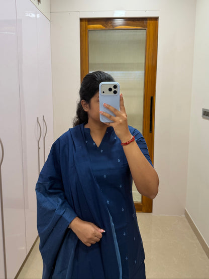 Dark blue handloom 3 piece set