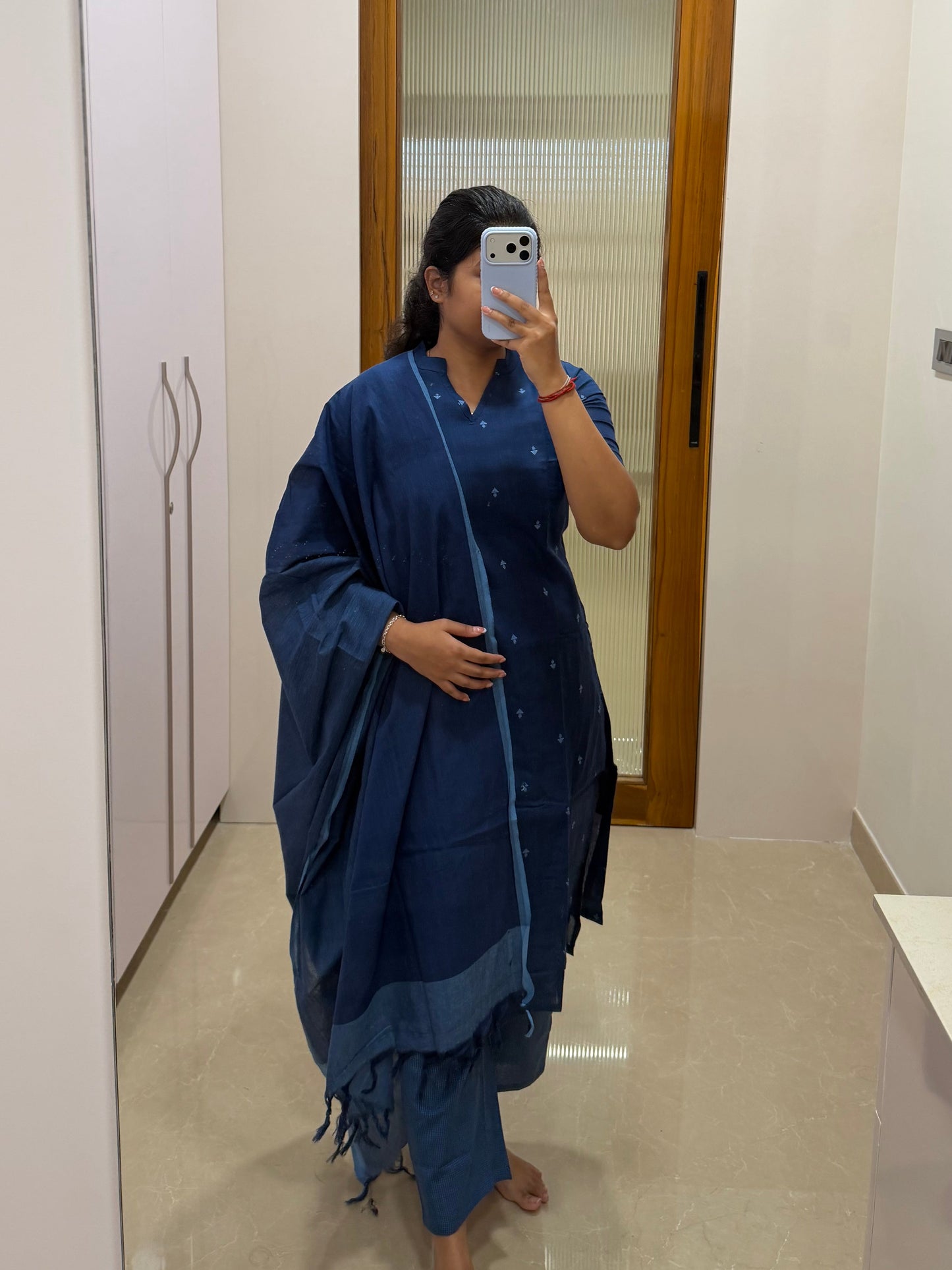 Dark blue handloom 3 piece set