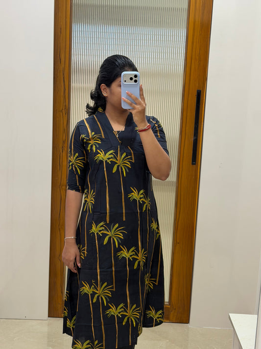 Black tree A-line kurti only