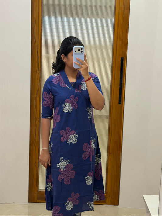 Dark blue and purple A-line kurti only