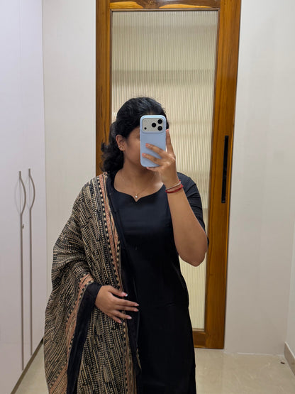 Black Jaipur cotton 3 piece set