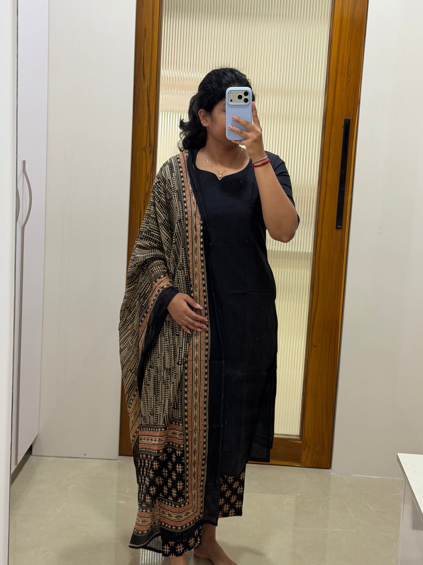 Black Jaipur cotton 3 piece set