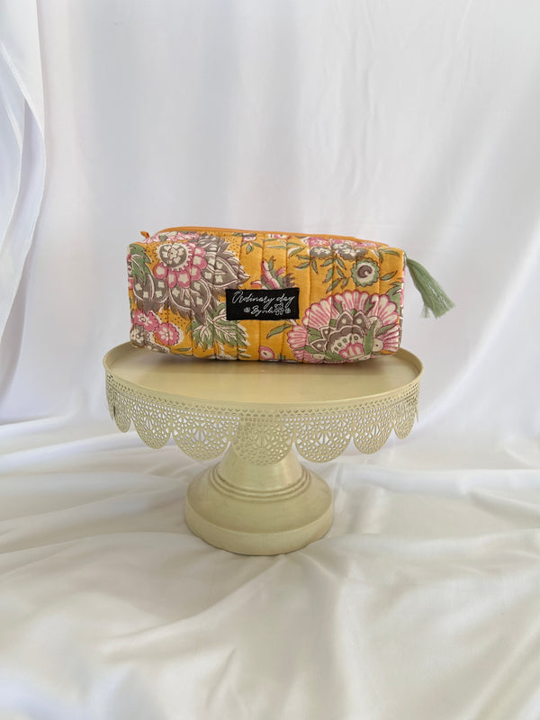 yellow floral box pouch medium