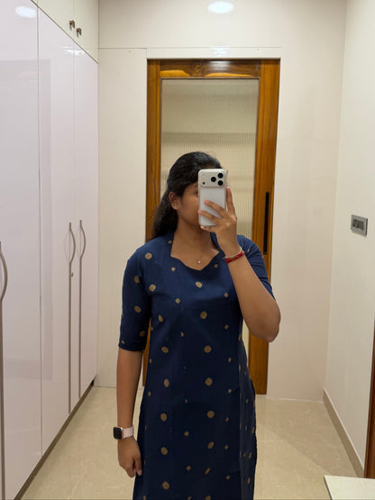 Navy blue polka dots coord set
