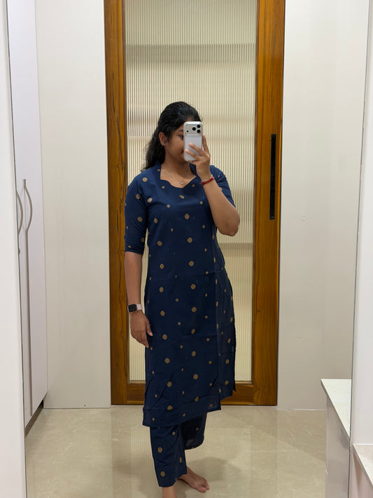 Navy blue polka dots coord set