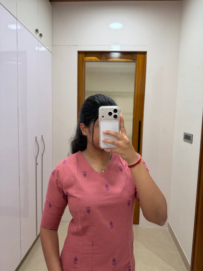 Coral pink handloom coord set