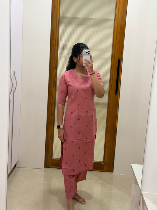 Coral pink handloom coord set