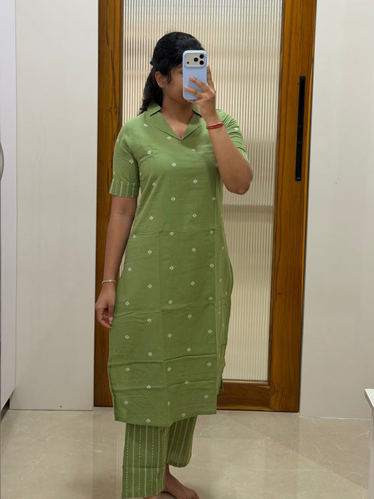 Green handloom coord set