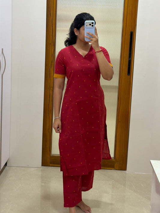 Red handloom coord set