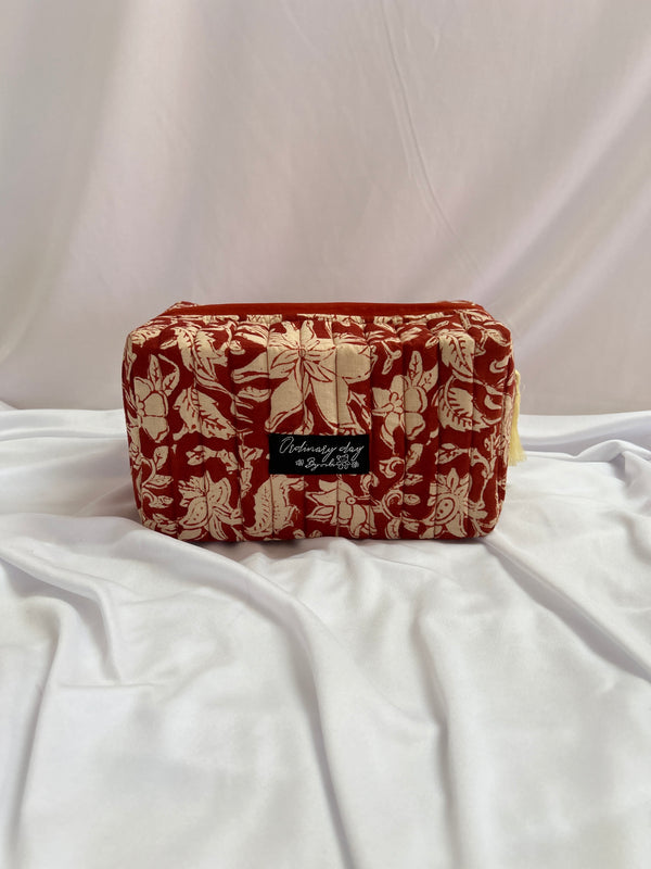 Red flower-Box pouch Large