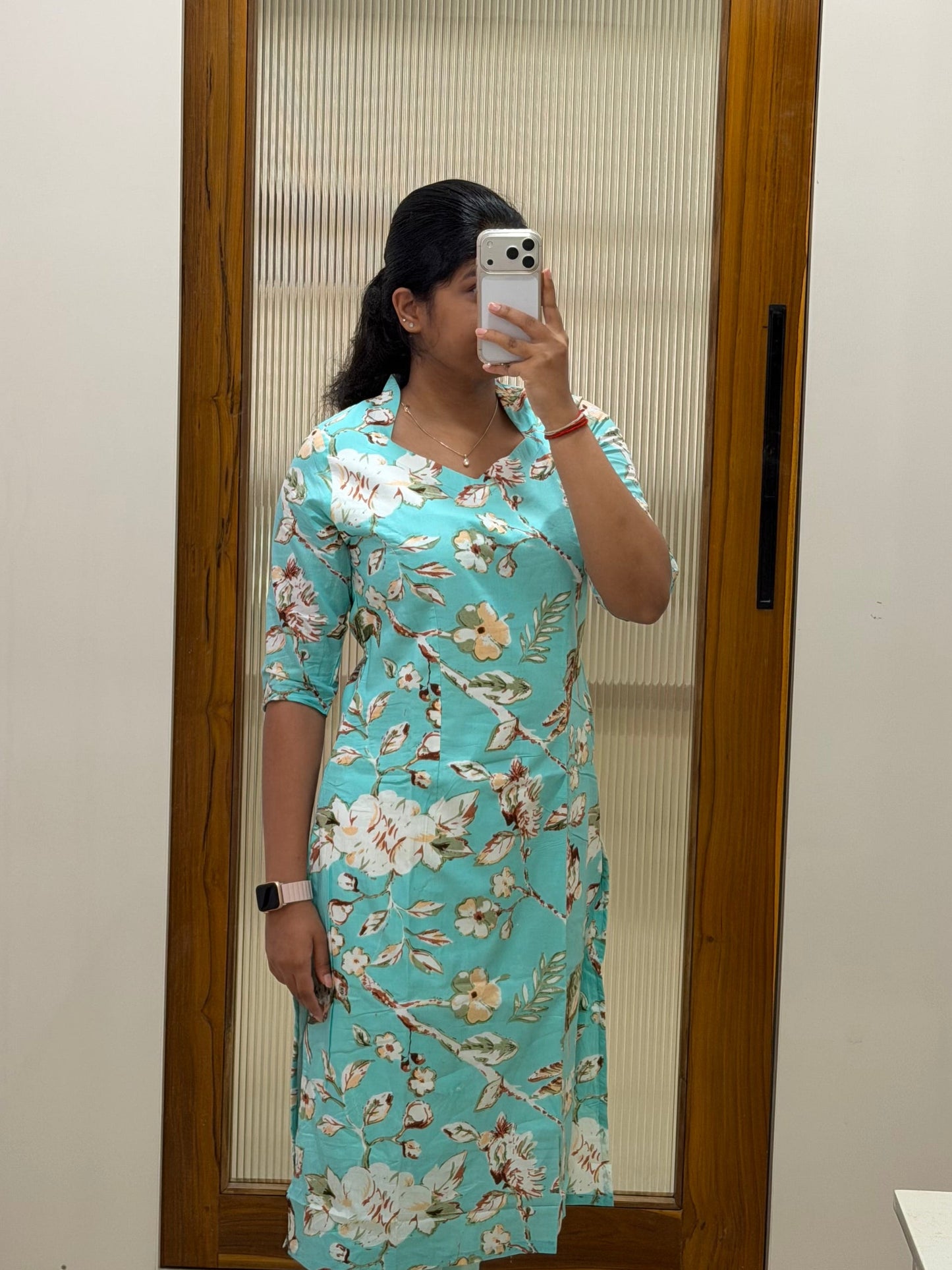 Bright blue bird cotton kurti only