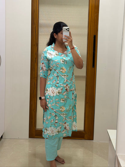 Bright blue bird coord set