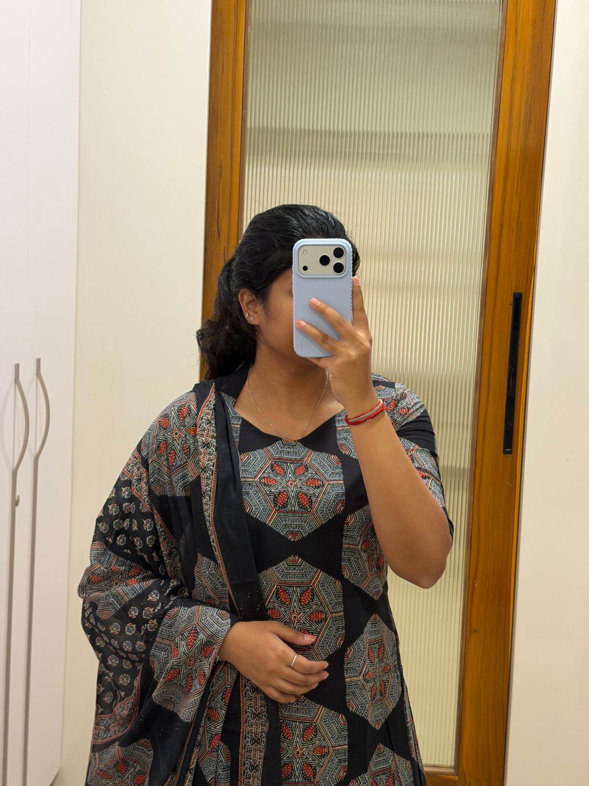 Black Jaipur cotton 3 piece set