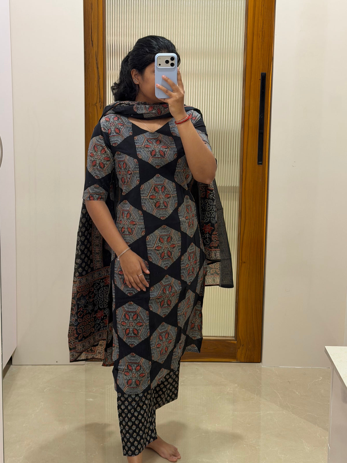 Black Jaipur cotton 3 piece set