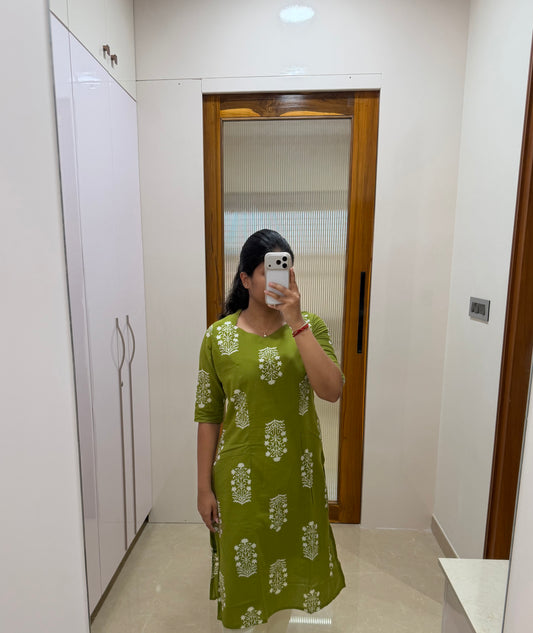 Green motif kurti only