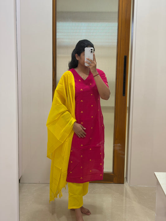 Rani pink and yellow 3 piece set