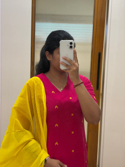 Rani pink and yellow 3 piece set