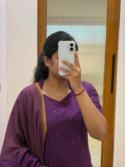 Dark purple handloom 3 piece set