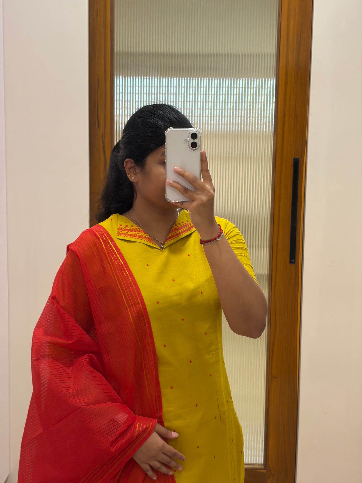 Mustard yellow and red 3 piece set