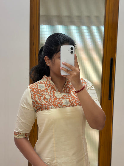 Offwhite and kalamkari coord set