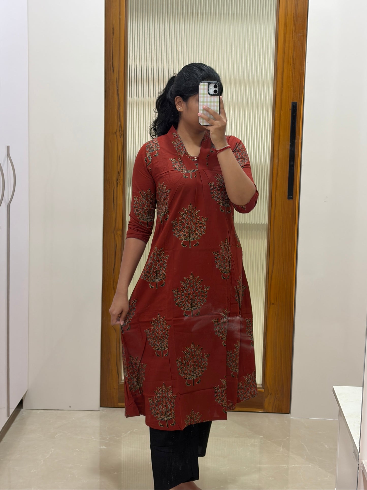 Red and black A-Line coord set