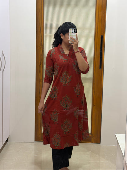 Red and black A-Line coord set