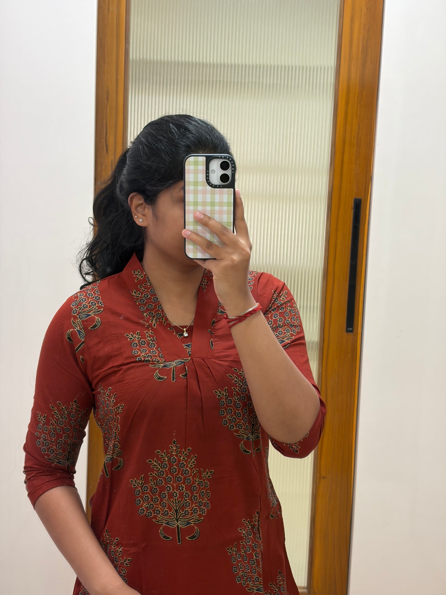 Red and black A-Line coord set